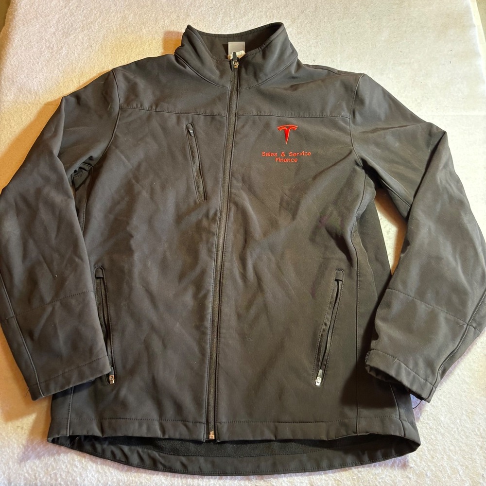 Tesla Sales Service Finance Mens Black Soft Shell‎ Jacket Size Medium